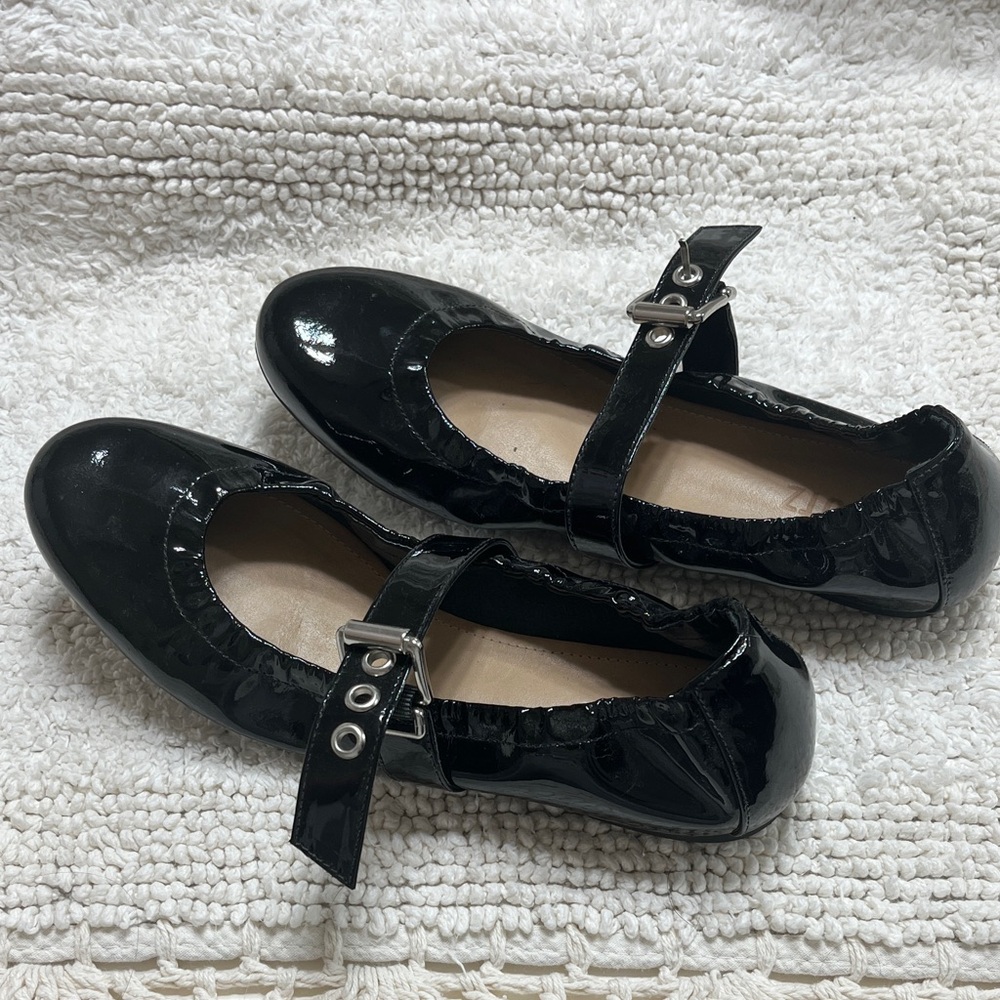 SCHUTZ Black Patent Leather Mary Jane Flats